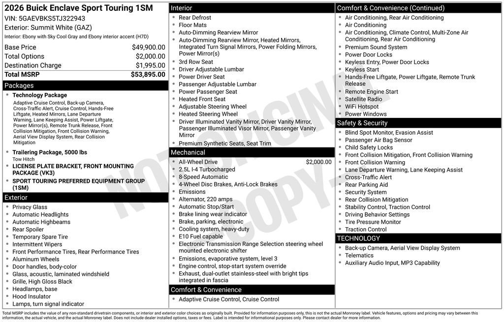 New 2026 Summit White Buick Sport Touring image 40