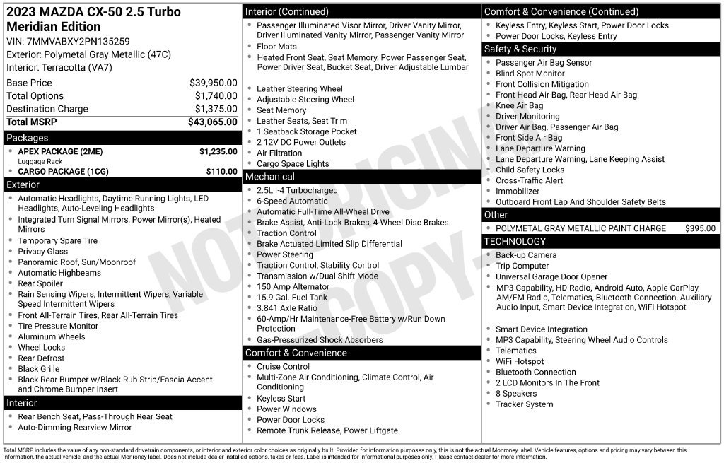 Used 2023 Gray Mazda 2.5 Turbo Meridian Edition image 35