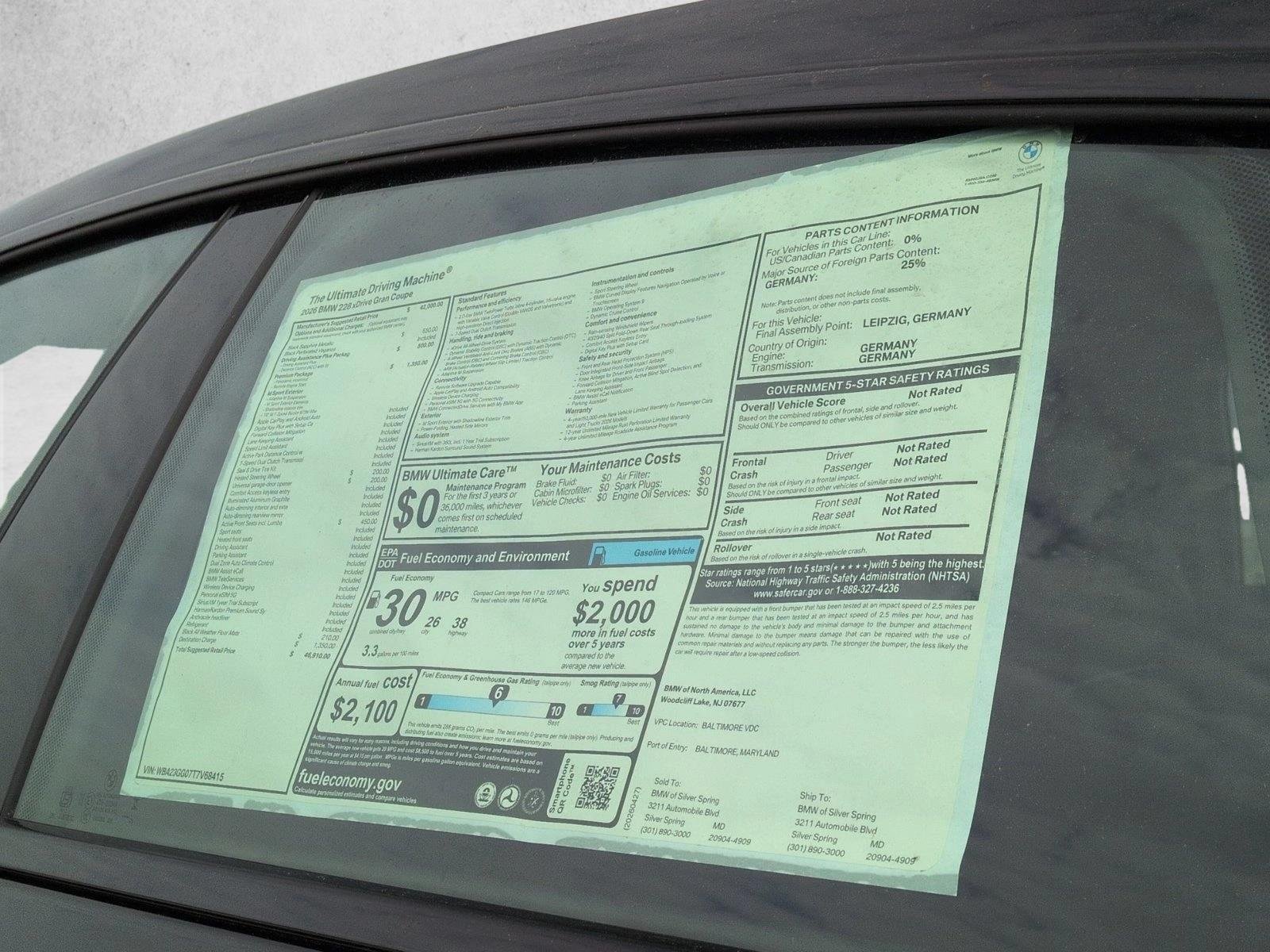 Used 2026 Black Sapphire Metallic BMW 228 xDrive image 18