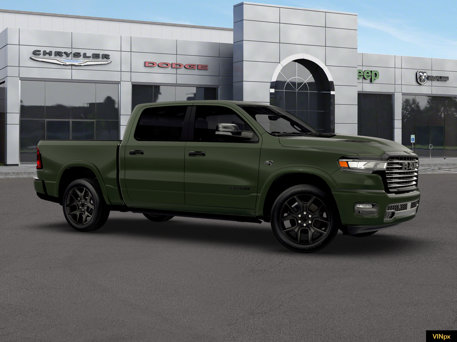 New 2026 Serrano-Green Metallic Exterior Paint RAM Laramie Crew Cab 4x4 57