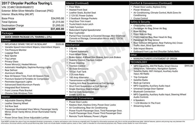 Used 2017 Silver Chrysler Touring L image 17