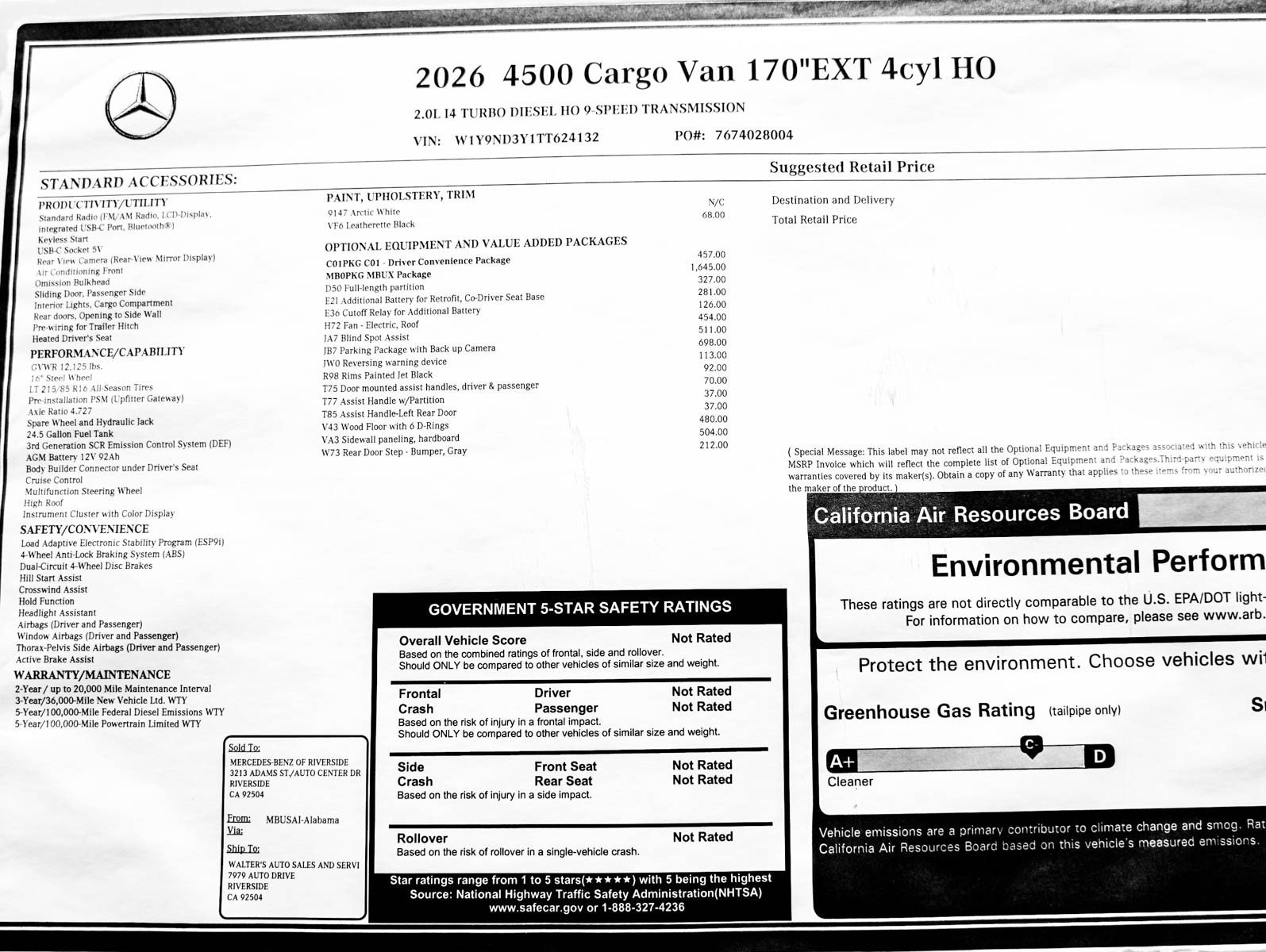 New 2026 Arctic White Mercedes-Benz 4500 High Roof I4 Diesel HO 170 Extended RWD image 27