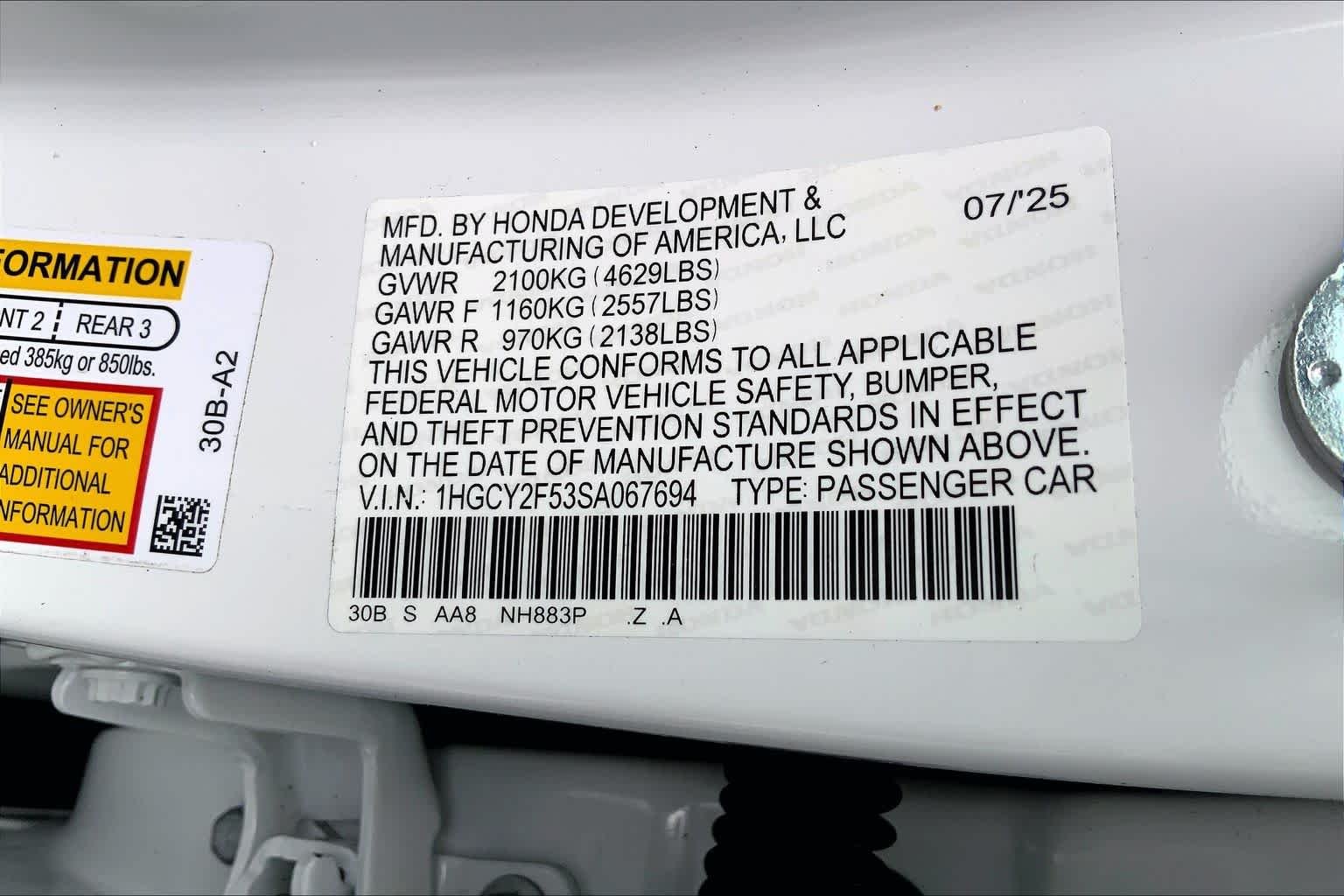 Used 2025 Platinum White Pearl Honda Sport image 36