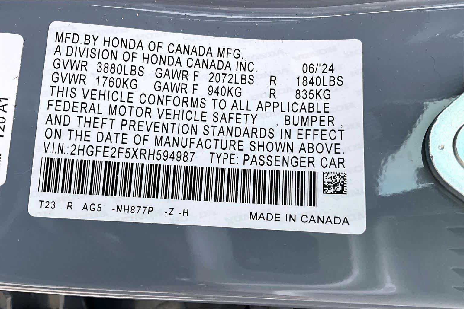 Used 2024 Sonic Gray Pearl Honda Sport image 33