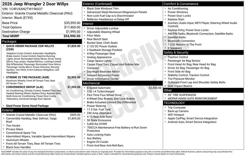 New 2026 Granite Crystal Metallic Clear-Coat Exterior Paint Jeep Willys image 12
