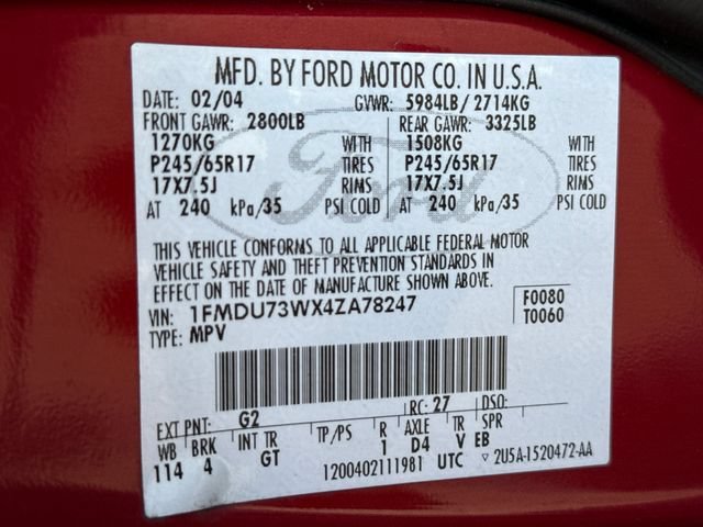 Used 2004 Red Fire Clearcoat Metallic Ford XLT image 24