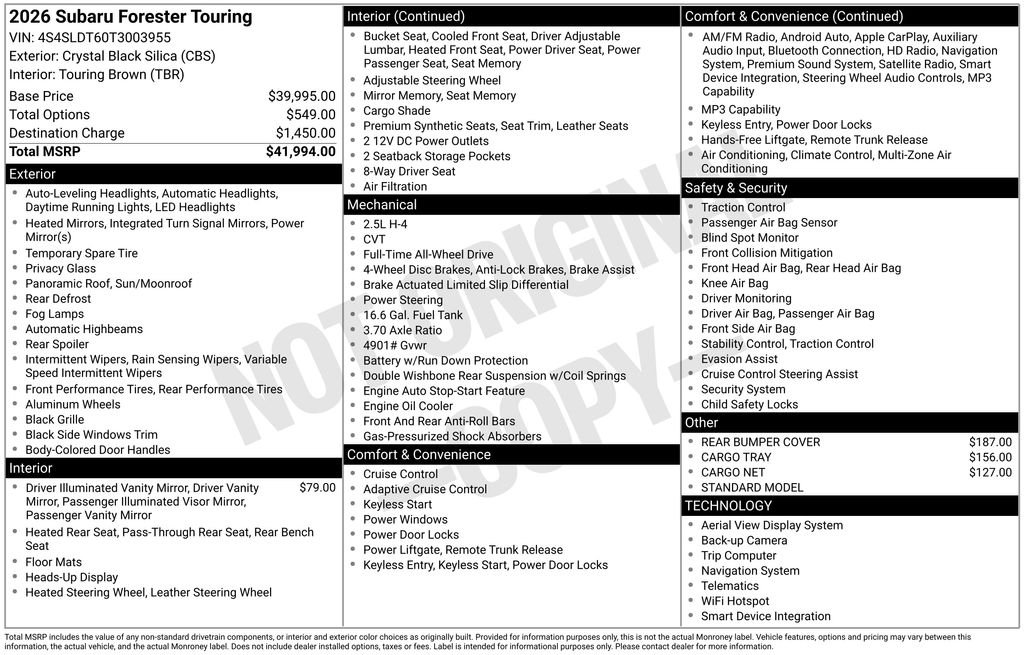 Used 2026 Crystal Black Silica Subaru Touring image 4