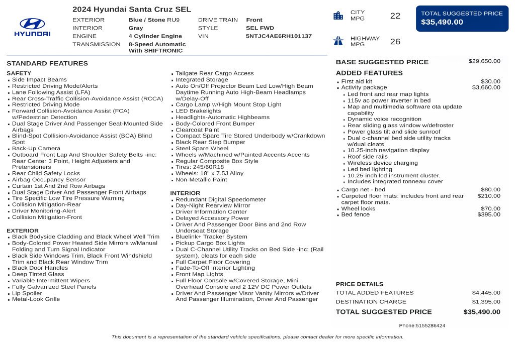 Used 2024 Blue Hyundai SEL image 3