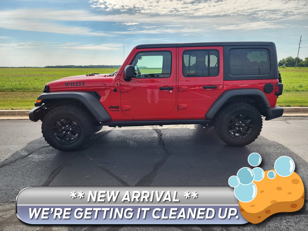 Used 2021 Firecracker Red Clearcoat Jeep Unlimited Willys image 1
