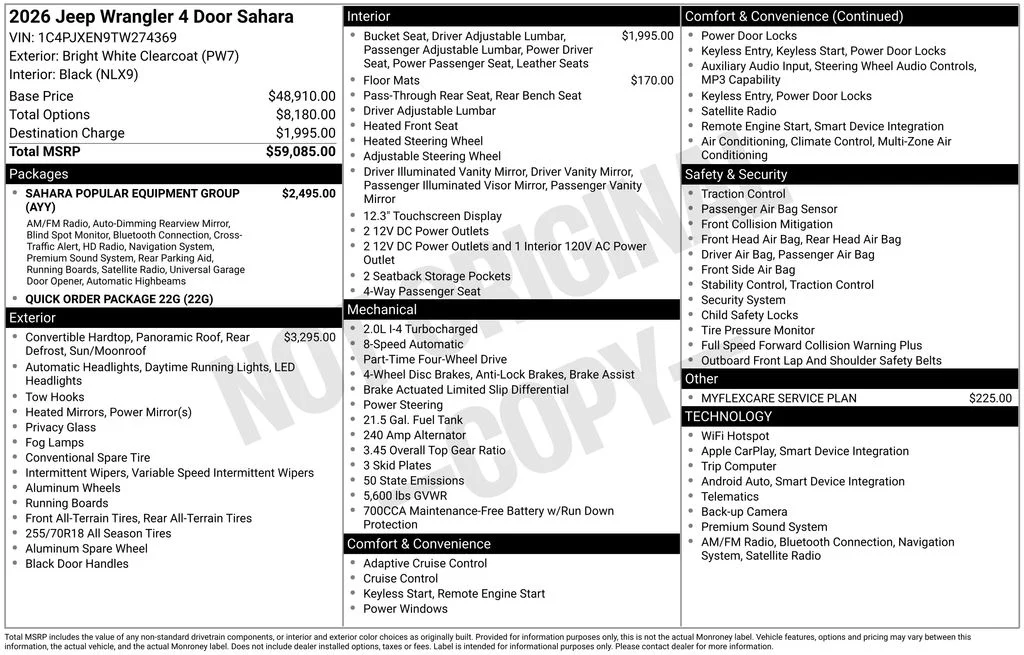 New 2026 Bright White Clear-Coat Exterior Paint Jeep Sahara image 9
