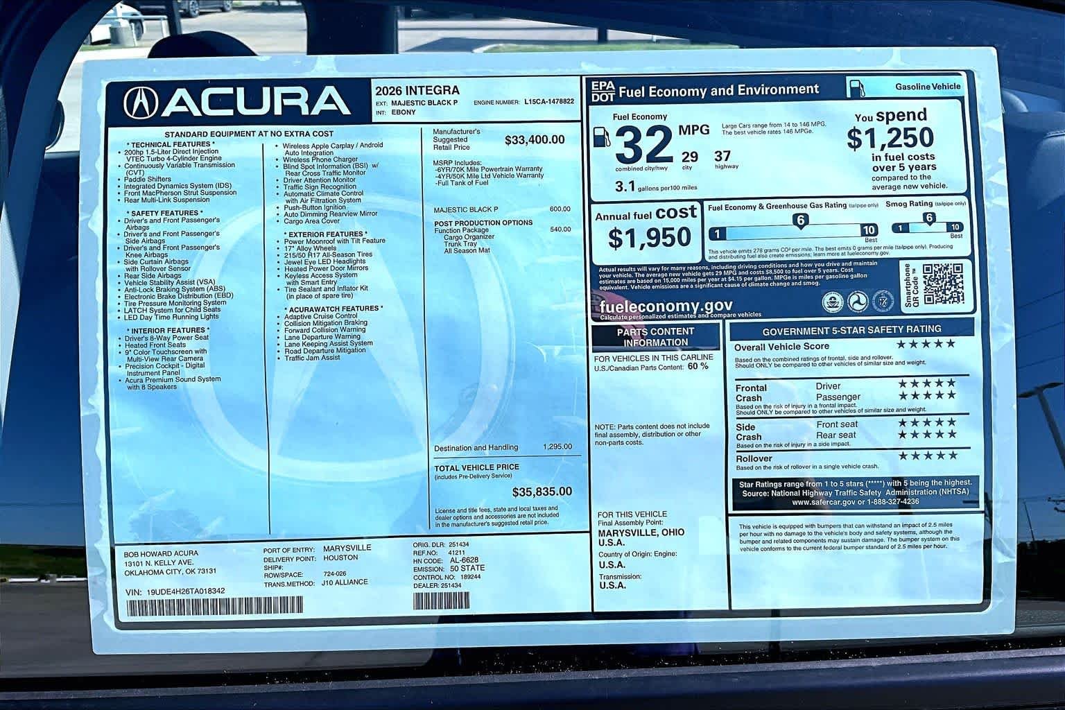 New 2026 Majestic Black Pearl Acura  image 20