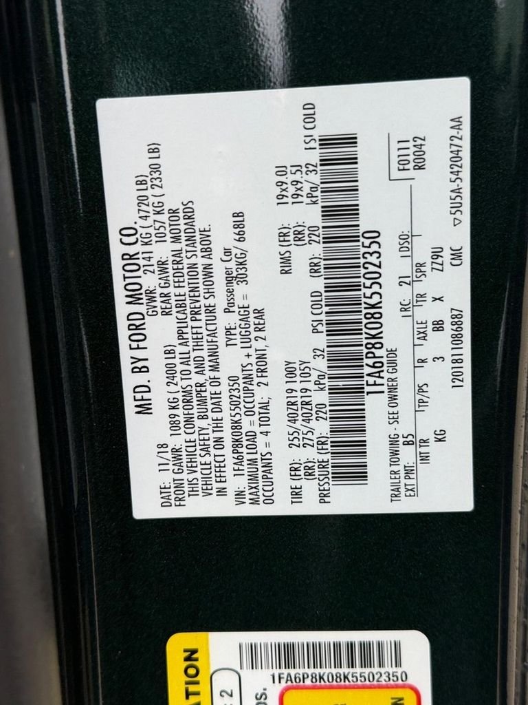 Used 2019 Dark Highland Green Metallic Ford Bullitt image 31