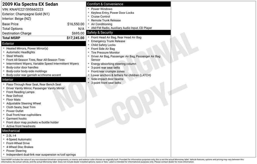 Used 2009 Gold Kia EX image 4