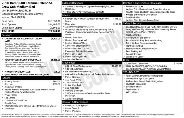 Certified Used 2020 Bright White Clearcoat Ram Laramie image 35