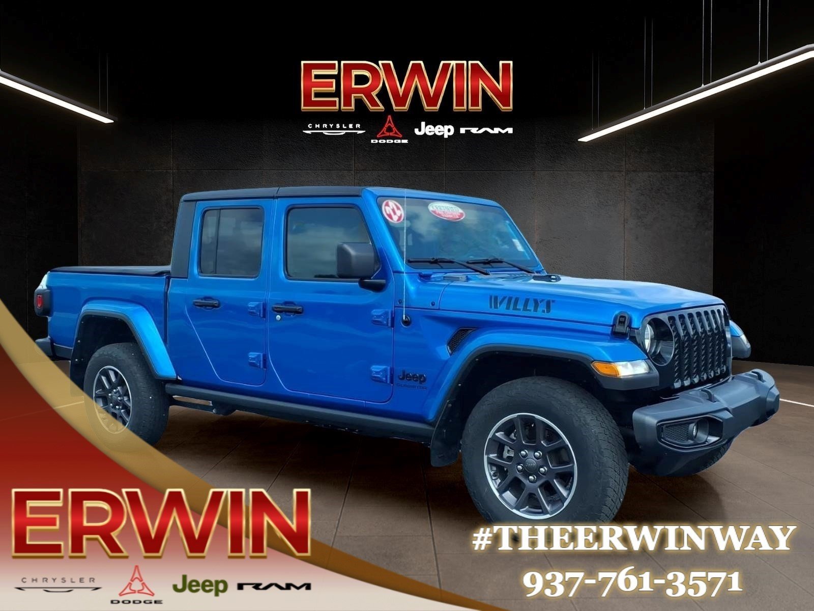 Used 2022 Hydro Blue Pearl Coat Jeep Willys image 1