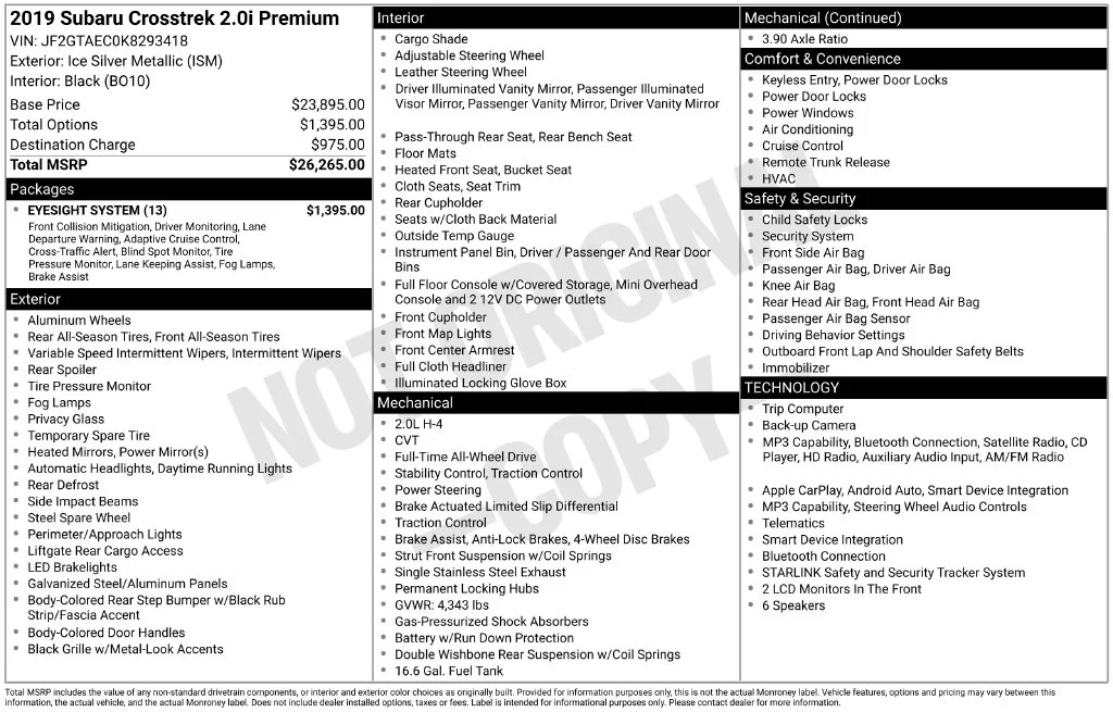 Used 2019 Silver Subaru 2.0i Premium image 39