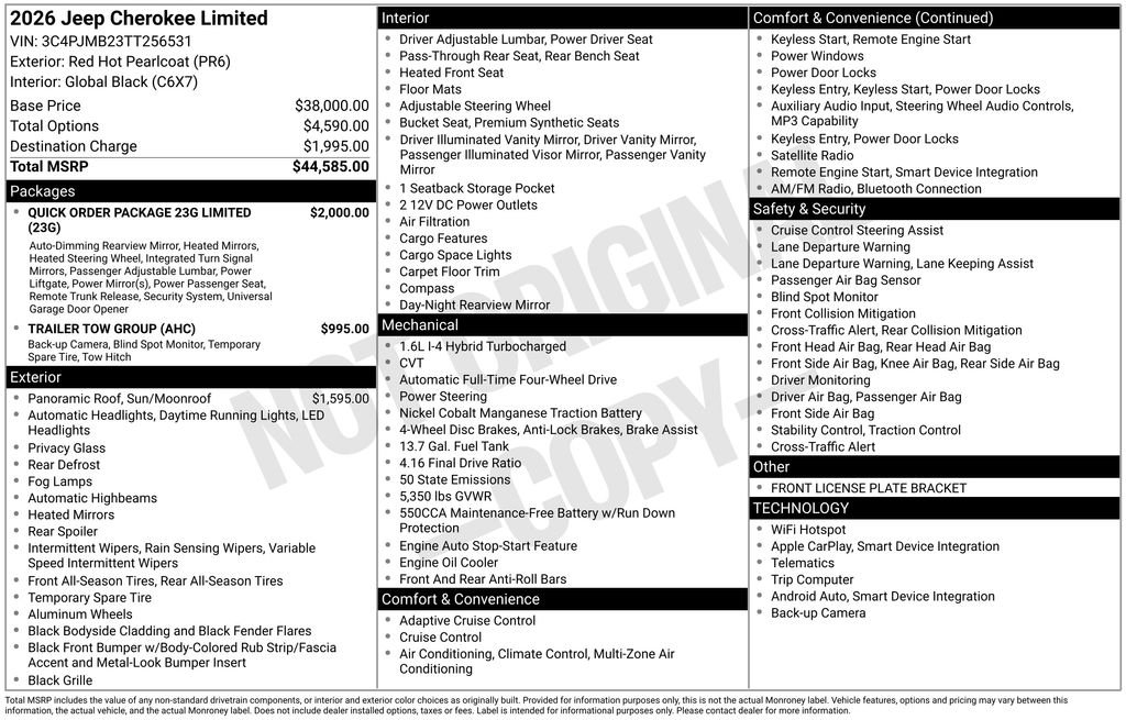 New 2026 Red Hot Pearl-Coat Exterior Paint Jeep Limited image 2