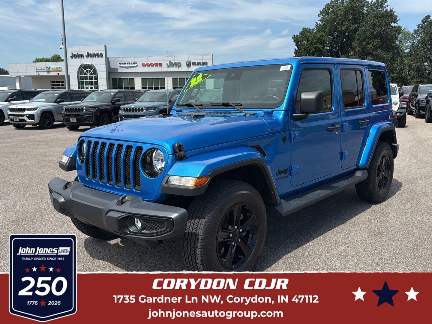 Used 2022 Hydro Blue Pearlcoat Jeep Unlimited Sahara Altitude image 1