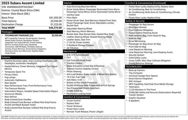 Used 2023 Black Subaru Limited image 7