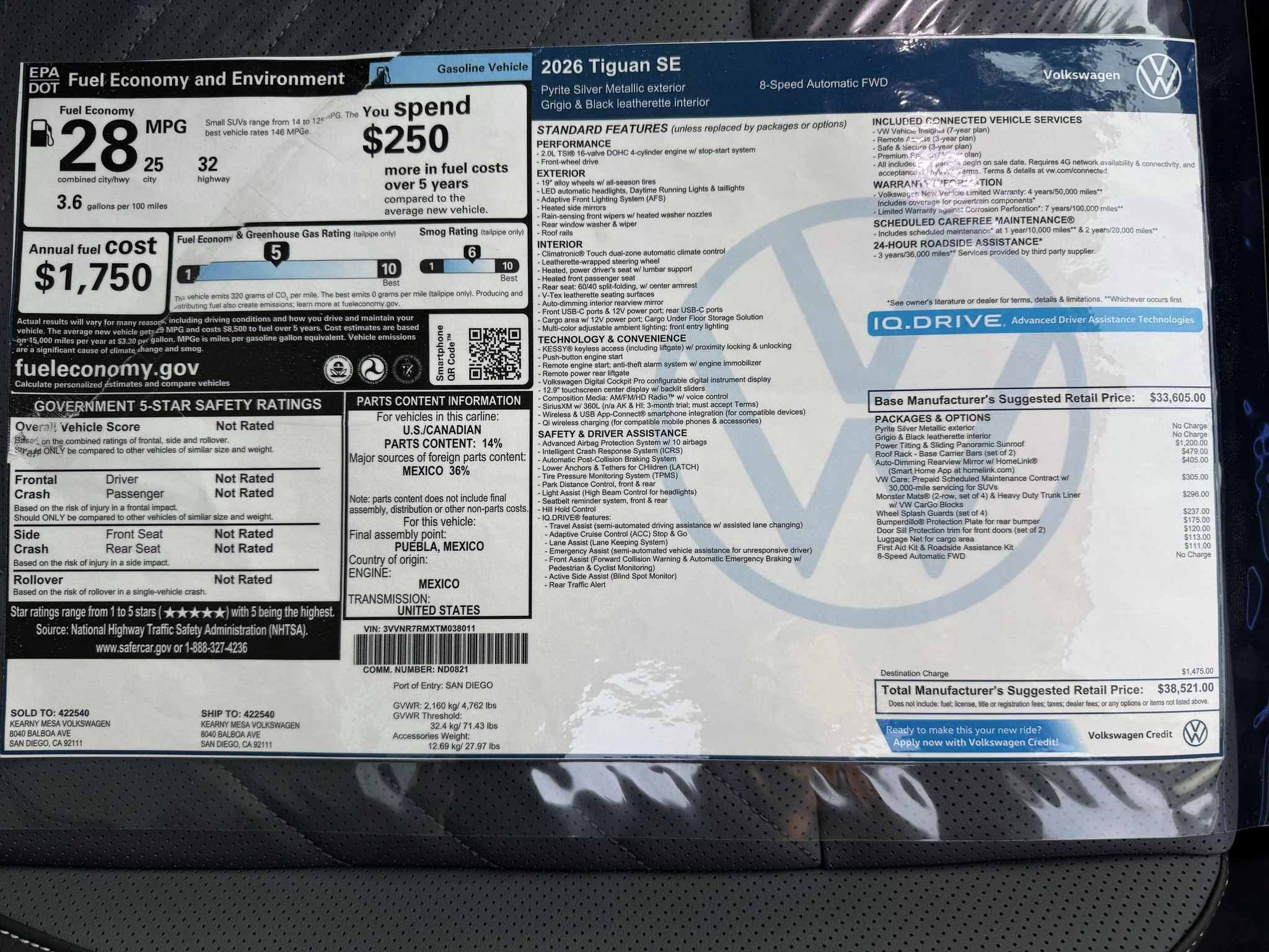 New 2026 Pyrite Silver Metallic Volkswagen SE image 3