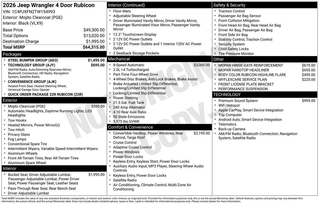 New 2026 Mojito Clearcoat Jeep Rubicon image 42