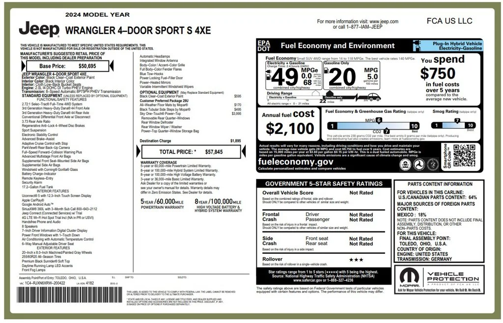 Used 2024 Black Jeep Sport S 4xe image 3