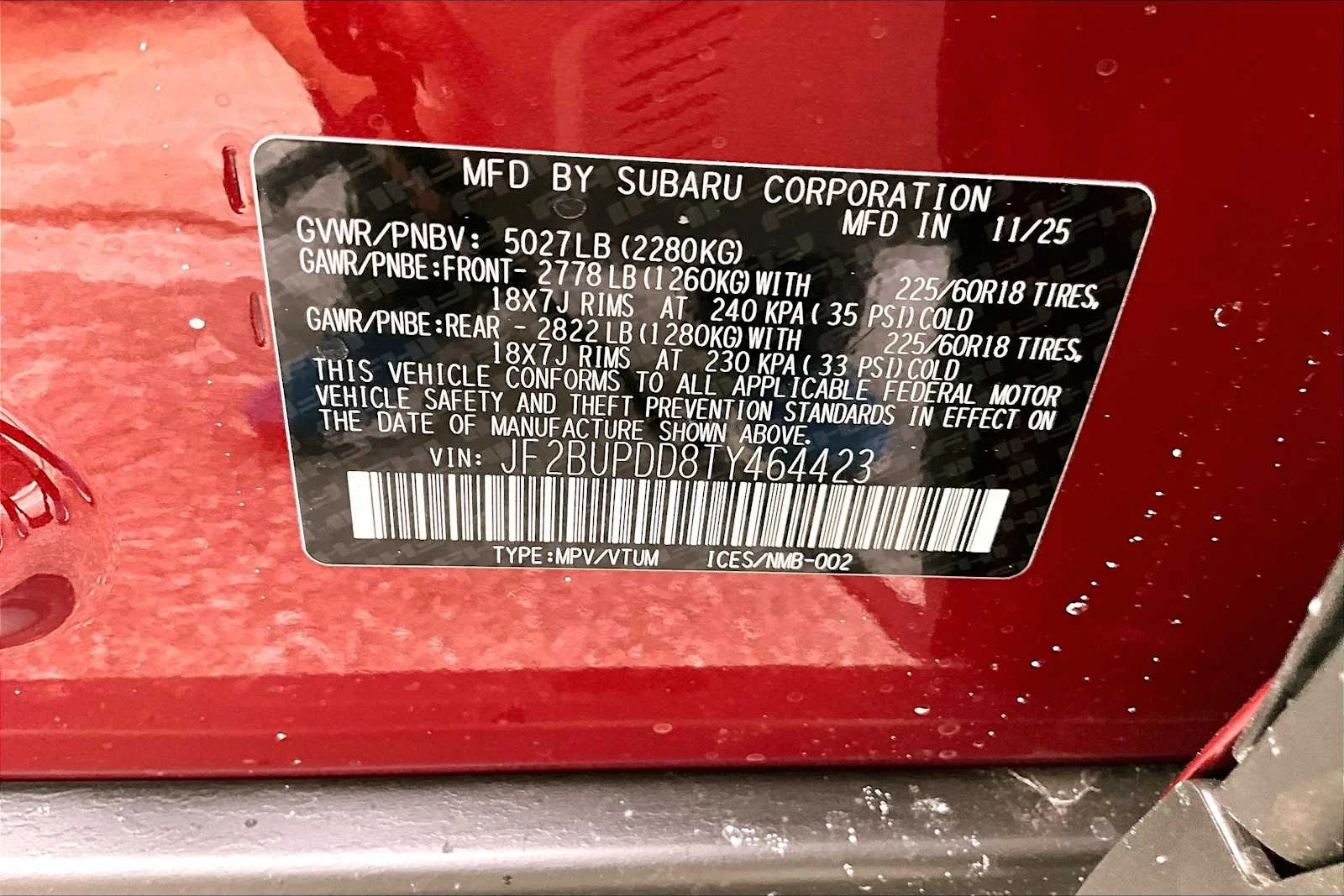 New 2026 Crimson Red Pearl Subaru Limited image 18