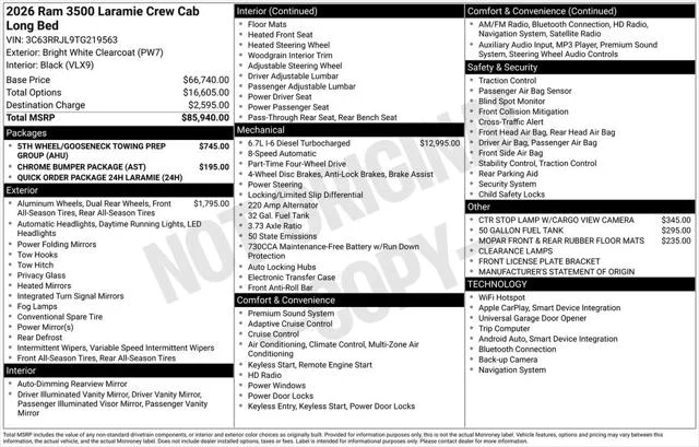 New 2026 Bright White Clear-Coat Exterior Paint RAM LARAMIE image 2