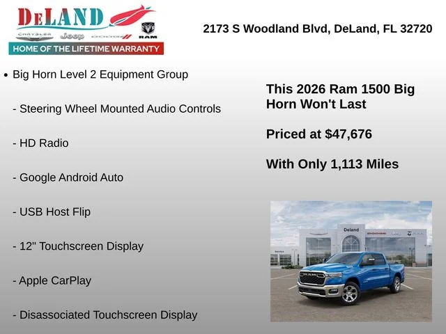 New 2026 Hydro Blue Pearl-Coat Exterior Paint RAM Big Horn/Lone Star image 30