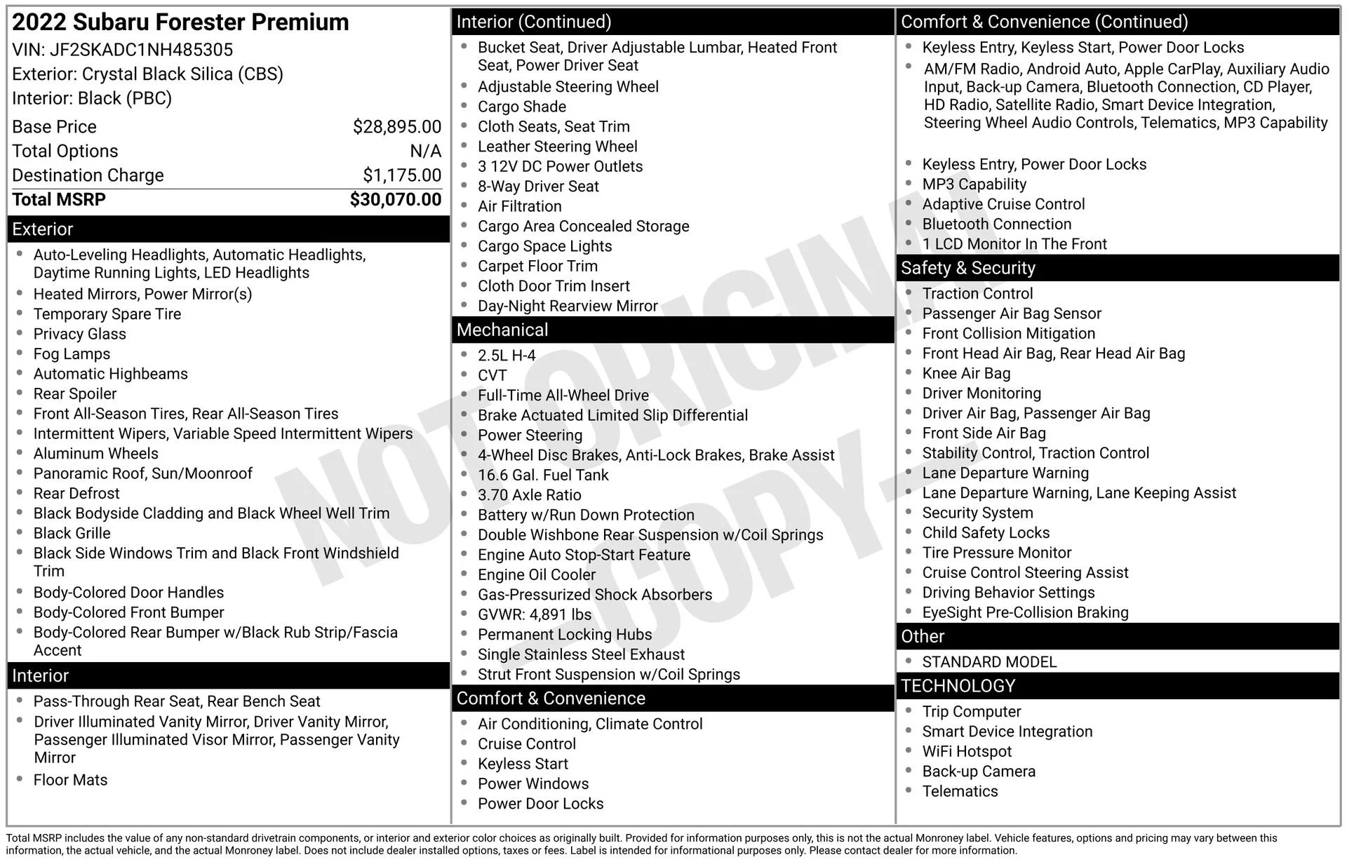Used 2022 Black Subaru Premium image 4