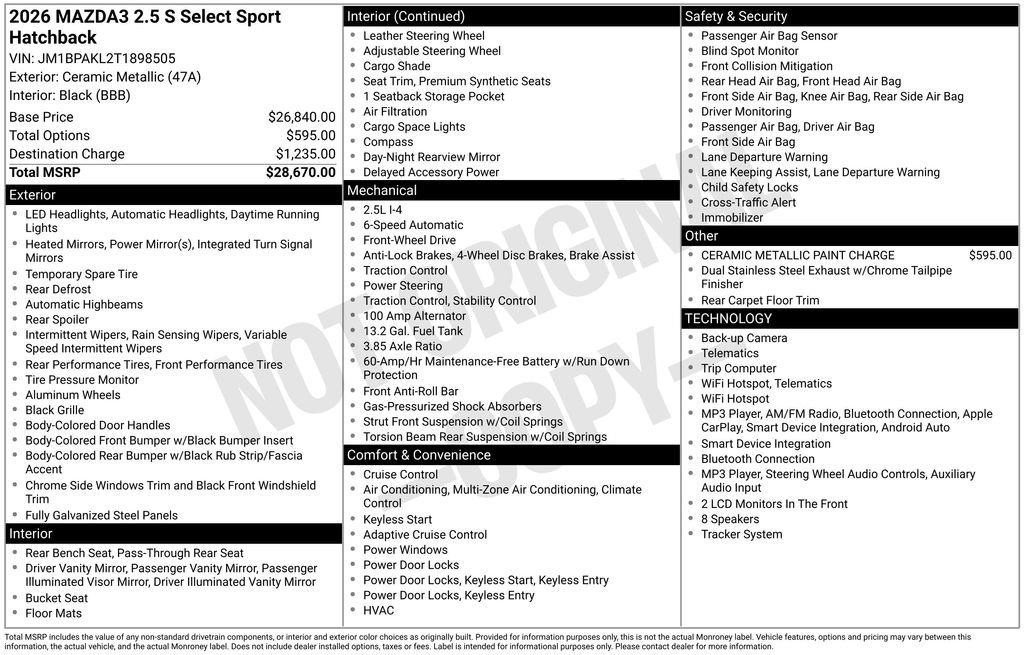 New 2026 Ceramic Metallic Mazda 2.5 S Select Sport image 3