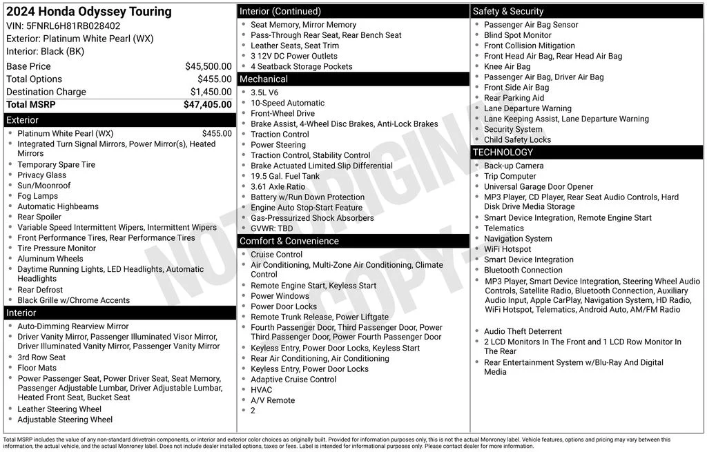 Used 2024 White Honda Touring image 5