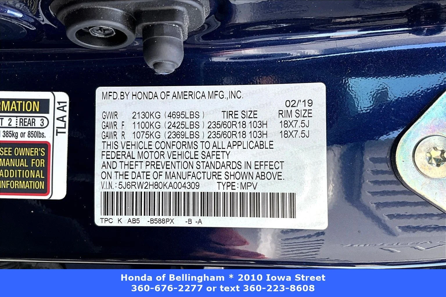 Used 2019 Blue Honda EX-L image 17