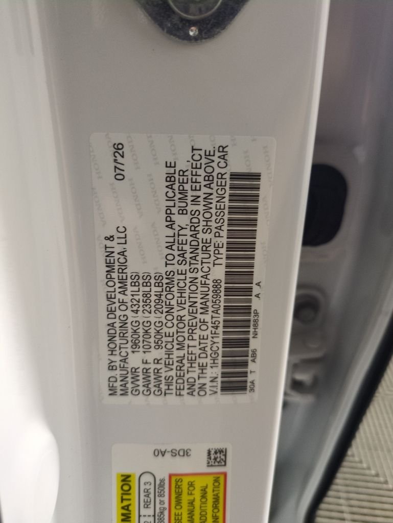 New 2026 Platinum White Pearl Honda SE image 29