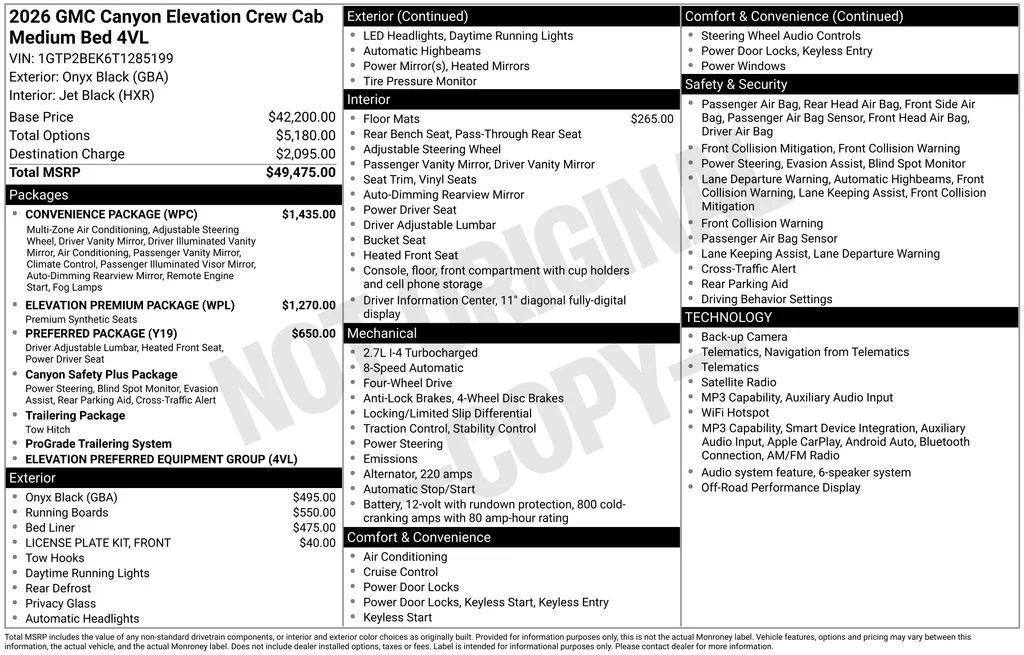 New 2026 Onyx Black GMC Elevation image 2