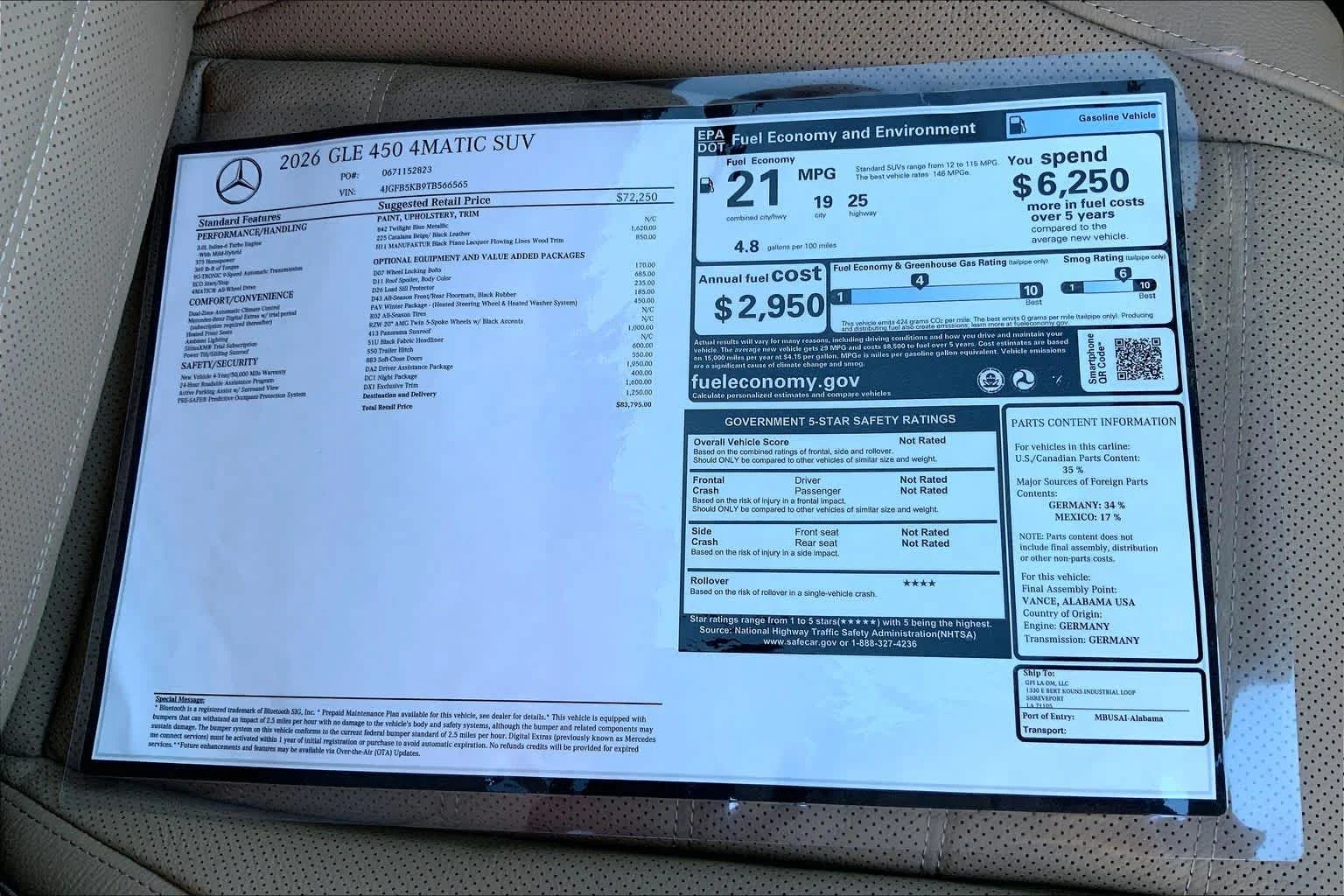New 2026 Twilight Blue Metallic Mercedes-Benz GLE 450 image 16