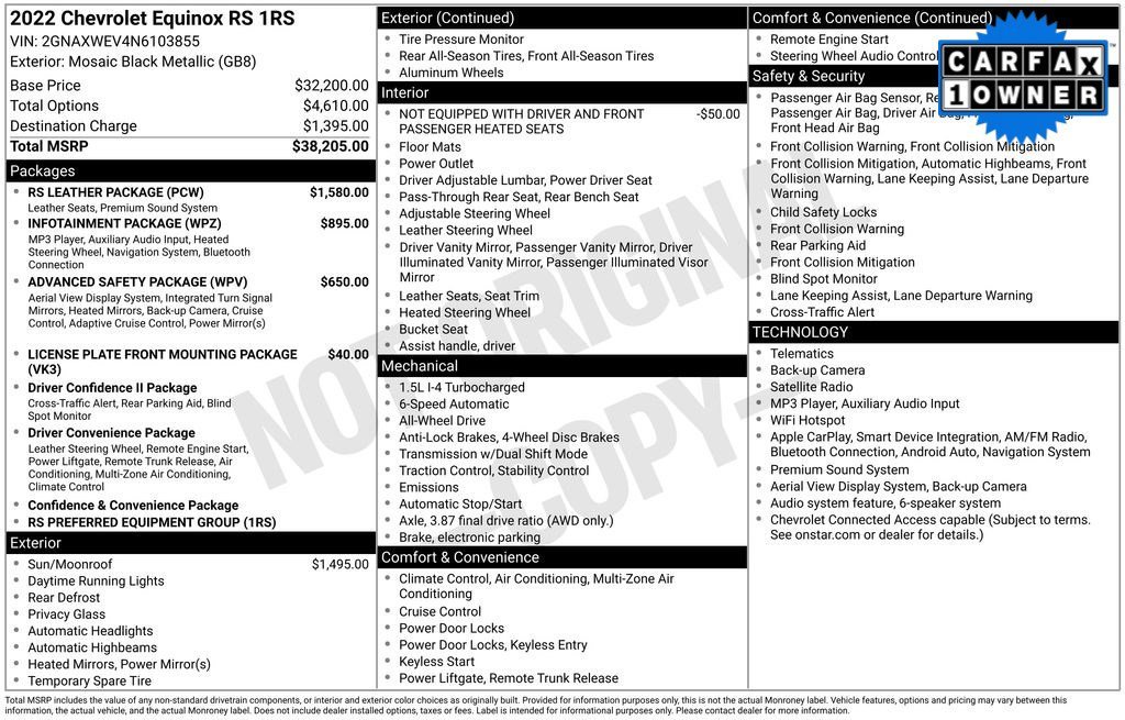 Used 2022 Mosaic Black Metallic Chevrolet RS image 2