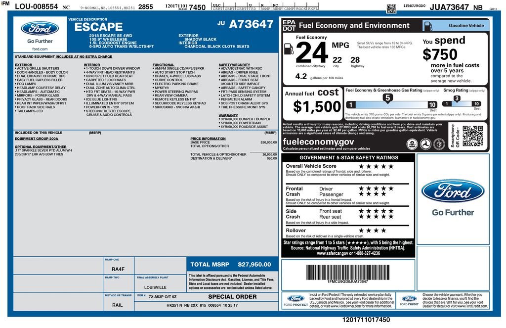 Used 2018 Ford Escape SE with VIN 1FMCU9GD0JUA73647 for sale in Huron, SD
