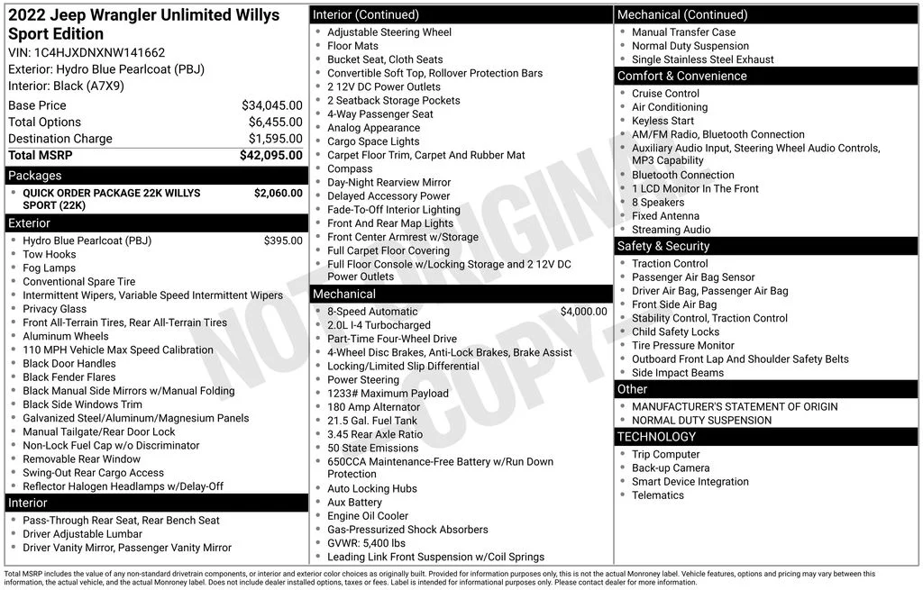 Used 2022 Blue Jeep Unlimited Willys image 28