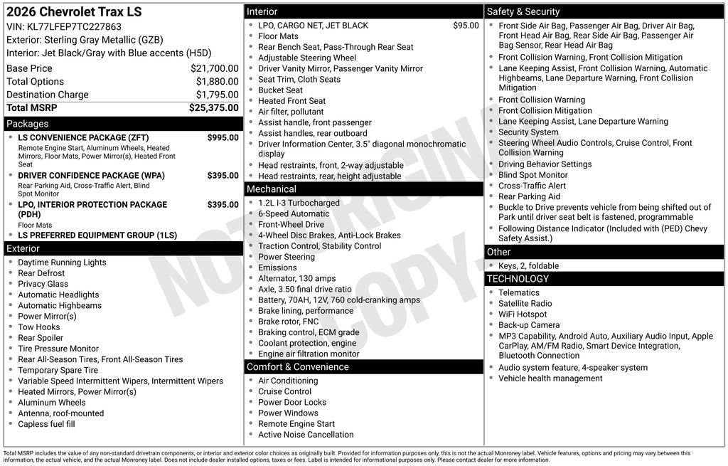 New 2026 Sterling Gray Metallic Chevrolet LS image 5