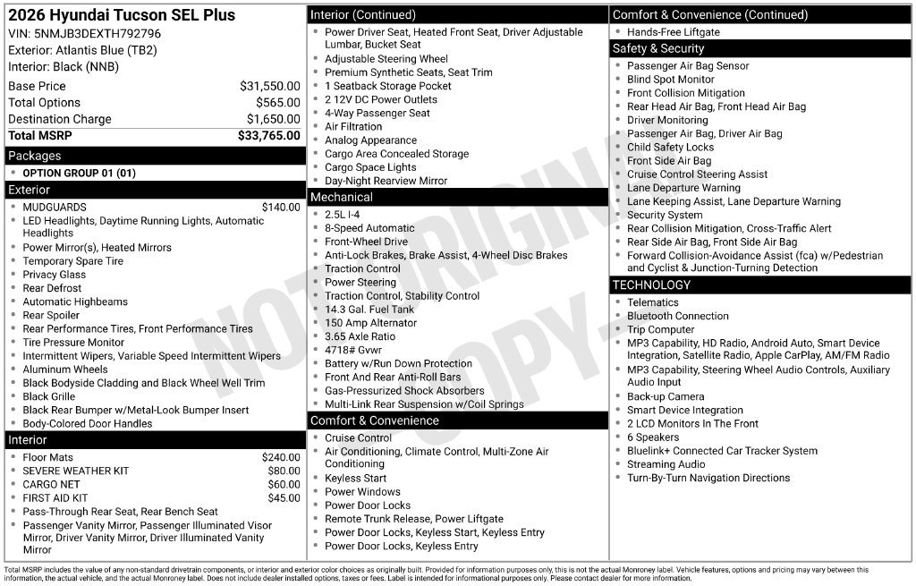 New 2026 Blue Hyundai SEL Plus FWD image 23