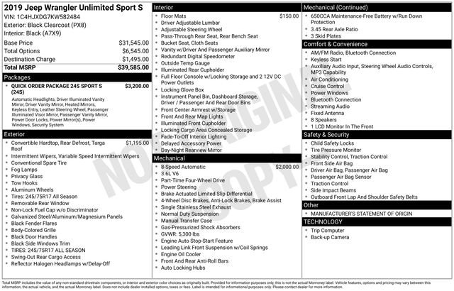 Certified Used 2019 Black Clearcoat Jeep Unlimited Sport S image 35