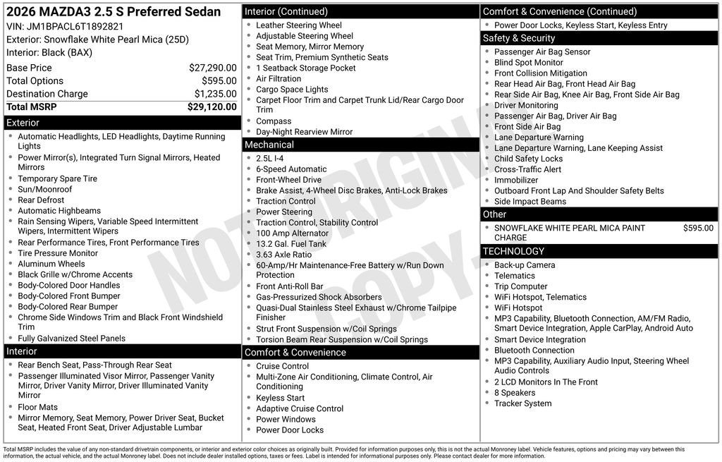 New 2026 Snowflake White Pearl Mazda 2.5 S Preferred image 3