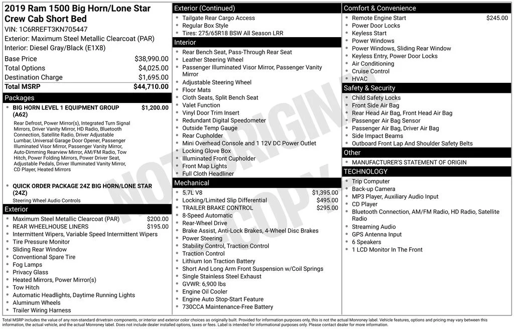Used 2019 Gray Ram Big Horn/Lone Star image 2