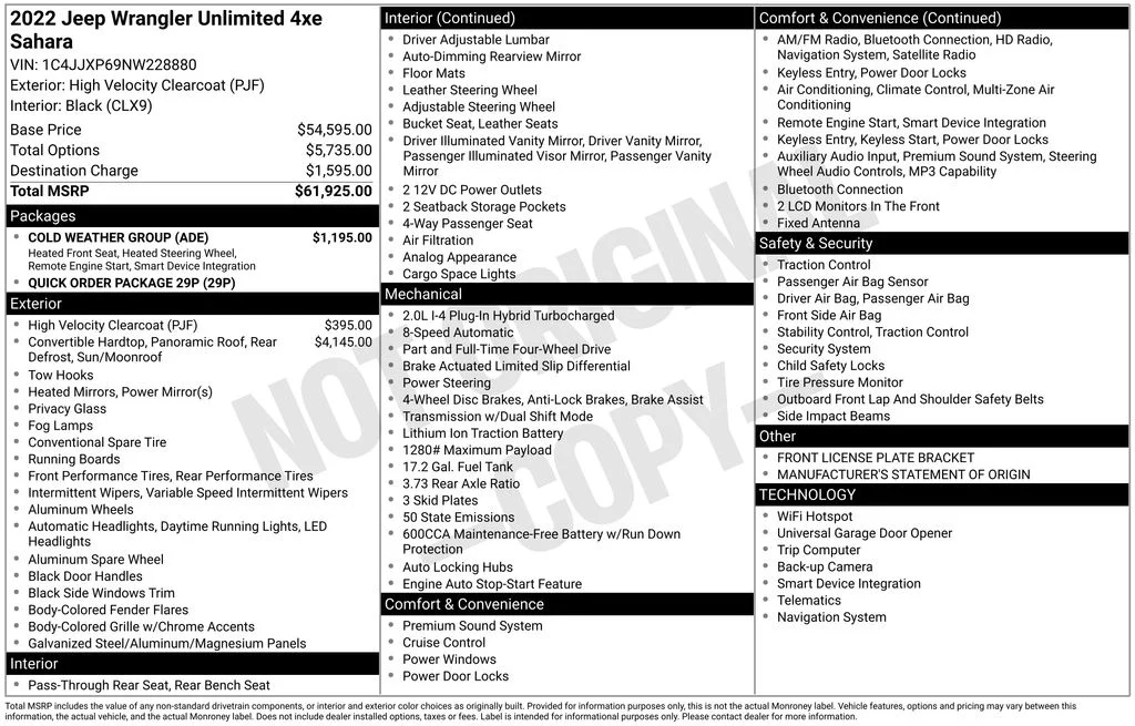 Used 2022 Yellow Jeep Unlimited Sahara 4xe image 17