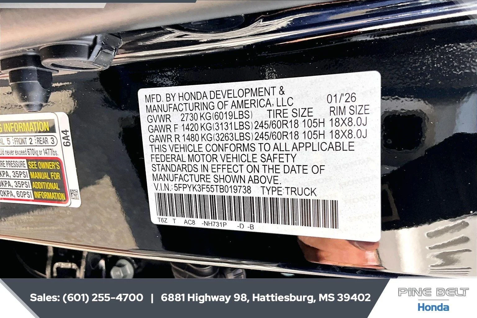 New 2026 Crystal Black Pearl Honda RTL image 7
