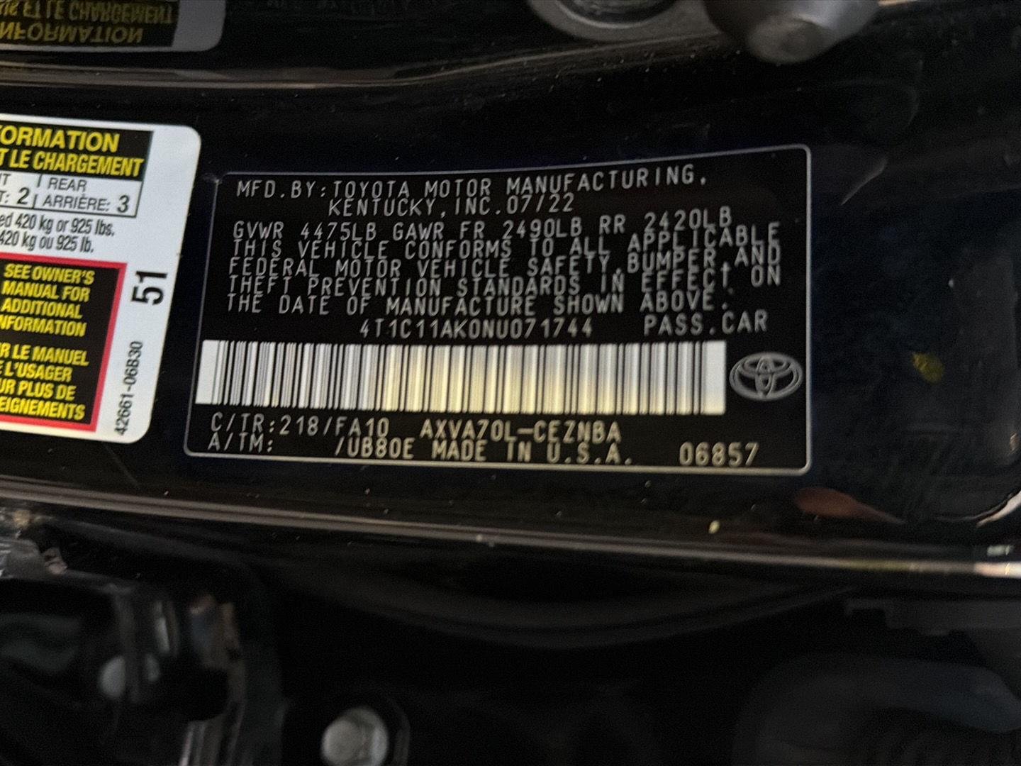 Certified Used 2022 Midnight Black Metallic Toyota LE image 40