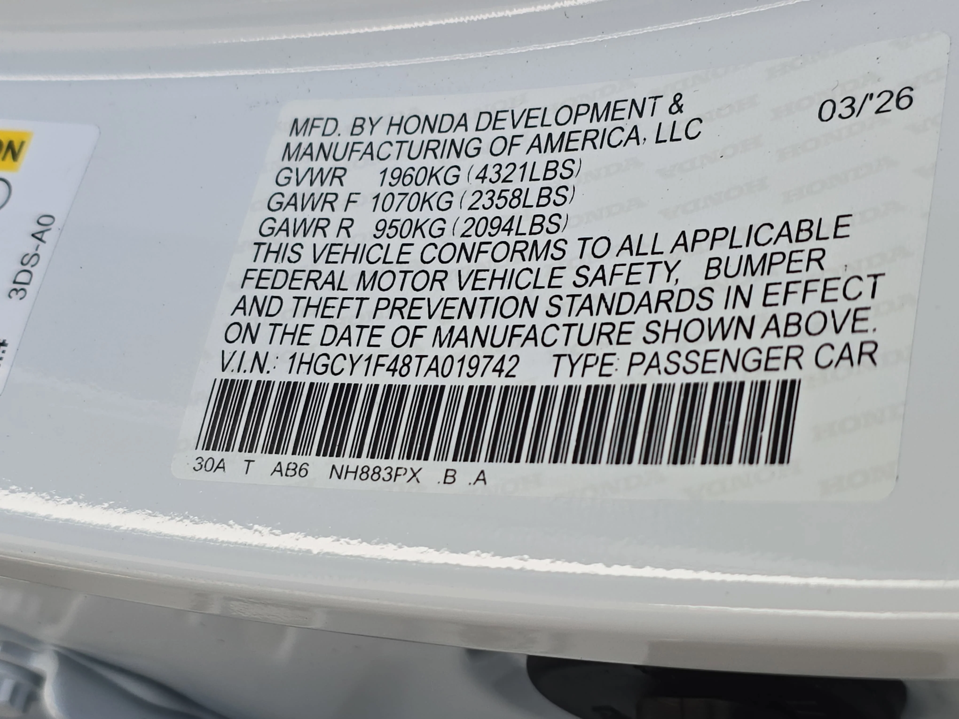 New 2026 Platinum White Pearl Honda SE image 31