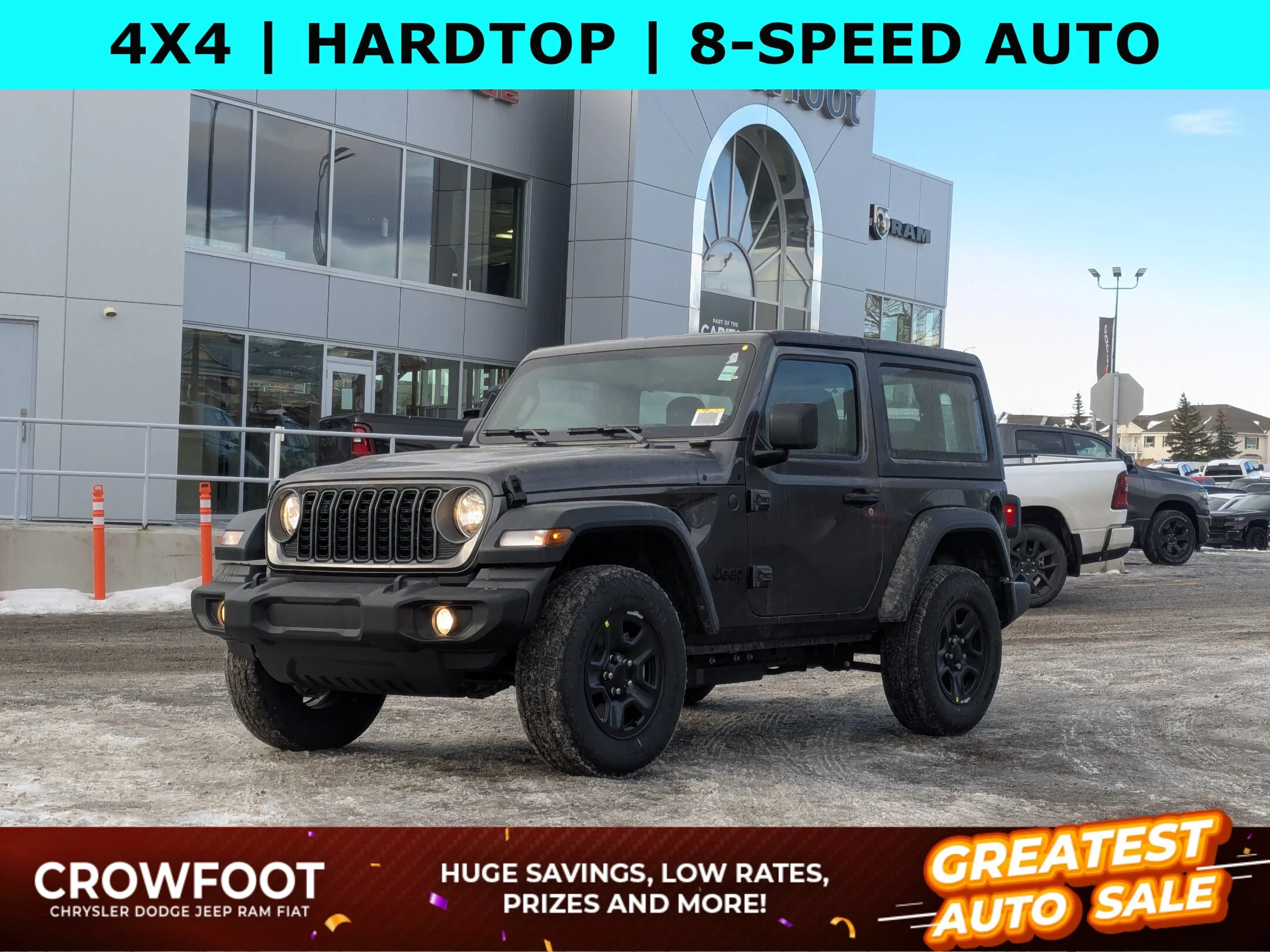 New 2026 Grey Jeep Sport - - Black Freedom Hardtop - 8-Spd Auto - 12.3 Uconnect 5 - Selec-Speed Control & More! image 1