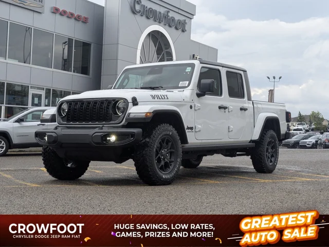 2026 Jeep Gladiator Willys - - 4x4 - E- Locker Rear Axle - Blk 3-Pc Freedom Top - Heated Seats - Willys Susp & More!